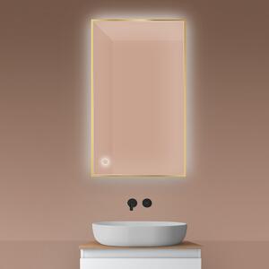 Oltens Nordlis zrcadlo 60x100 cm obdélníkový s osvětlením s vyhřívací podložkou zlatá 64111800