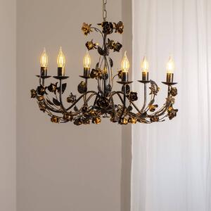 ONLI Lustr Carolina, bronzová barva, 6 světel, železo, stmívatelný, Bronz / starožitná mosaz, Obývací pokoj / jídelna, kov, Florentinský
