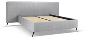Šedá čalouněná dvoulůžková postel s úložným prostorem a roštem 180x200 cm Walter – Milo Casa