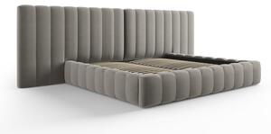 Šedá čalouněná dvoulůžková postel s úložným prostorem a roštem 200x200 cm Gina – Milo Casa