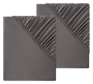 LIVARNO home Sada žerzejových napínacích prostěradel, 90-100 x 200 cm, 2dílná, šedá (800005883)
