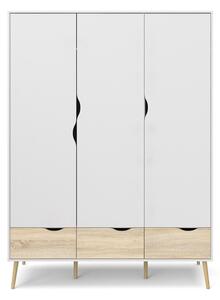 Skříň OSLO 75468 s bílými dveřmi se zásuvkami v dekoru dub 147 cm
