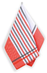 BELLATEX Kuchyňská utěrka 1ks proužek červená, šedá 50x70 cm
