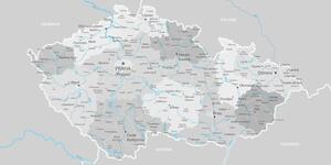 Obraz šedá mapa Česka s kontrastem