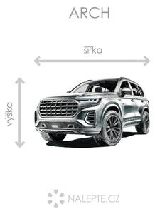 Auto stříbrné SUV textilní přelepitelná samolepka na zeď arch 47 x 29 cm