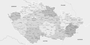 Obraz elegantní šedá mapa Česka