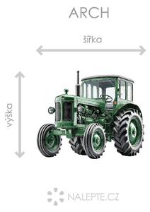 Retro traktor textilní přelepitelná samolepka na zeď arch 46 x 38 cm