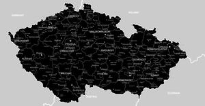 Obraz moderní černo-šedá mapa Česka