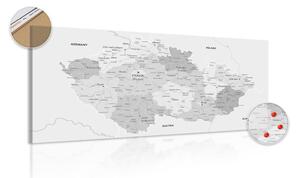 Obraz na korku elegantní šedá mapa Česka