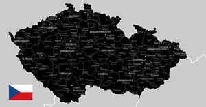 Obraz na korku černo-šedá mapa Česka s vlajkou