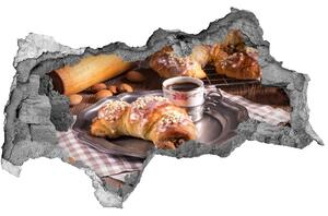 Samolepící díra na stěnu Lahodné croissanty s kávou nd-p-97661236