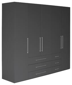 ŠATNÍ SKŘÍŇ S OTOČNÝMI DVEŘMI, antracitová, vysoce lesklá antracitová, 244/218,6/59,4 cm Xora - Šatní skříně