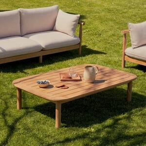 Dřevěný zahradní konferenční stolek Kave Home Sacova 140 x 89 cm