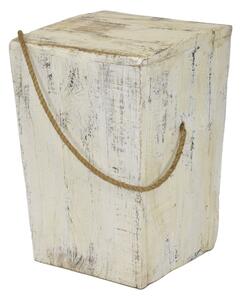 Stolička z teakového dřeva, madlo z provazu, 30x30x45cm (7E)