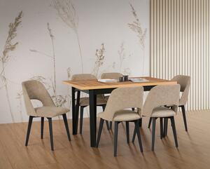 Jídelní sestava DX 32 odstín lamina (deska stolu) grandson, odstín dřeva (židle + nohy stolu) černá, potahový materiál látka