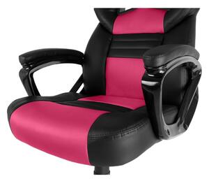 Herní židle A-RACER Q12 –⁠ PU kůže, černá/růžová