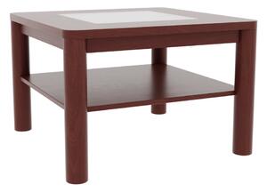Konferenční stolek PEDRO sklo Rozměr: 80 x 80 cm, Odstín trend: B4 ořech tmavý