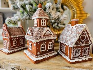 Vánoční perníková chaloupka s Led světýlky Gingerbread House - 13*13*18cm/ 3*AAA