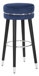 Sametová barová stolička Mauro Ferretti Faria 35x74 cm, modrá/stříbrná
