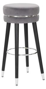 Sametová barová stolička Mauro Ferretti Faria 35x74 cm, šedá/stříbrná