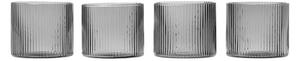FERM LIVING Nízké skleničky Ripple, Smoked Grey, sada 4 kusů