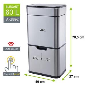 Elegant Bezdotykový koš na tříděný odpad 60 l HELPMATION AK8892