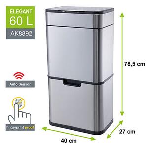 Elegant Bezdotykový koš na tříděný odpad 60 l HELPMATION AK8892