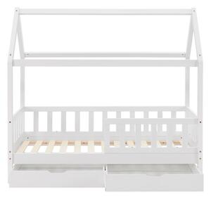 Juskys Dětská postel Marli 80 x 160 cm s úložným prostorem - bílá