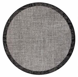 Koberec SIZAL FLOORLUX kruh 20401 Ramka stříbrný / černý