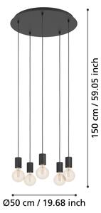 Eglo 390267 - Lustr na lanku HUEBRO 5xE27/40W/230V černá