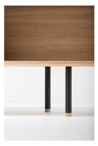 TV stolek z dubového dřeva v černo-přírodní barvě 200x48 cm Fina – Gazzda