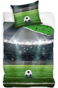 Bavlněné ložní povlečení pro fotbalisty - motiv Fotbalové hřiště - 100% bavlna Renforcé - 70 x 90 cm + 140 x 200 cm