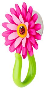 Háček, věšák na ručník, utěrku s přísavkou FLOWER POWER KYTKA s beruškou VIGAR (barva-růžová/ zelená)
