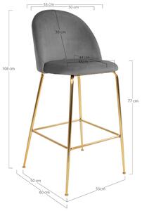 Barová židle LOESONNI šedá/zlatá