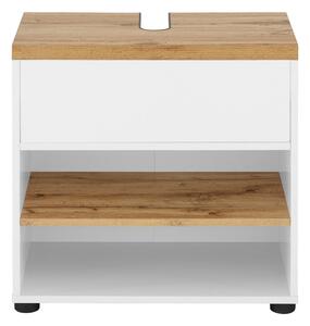 Bílá skříňka pod umyvadlo v dekoru dubu 60x57 cm Thessa – Støraa