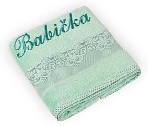 Bellatex Froté ručník orchidea s výšivkou BABIČKA 50x100 cm Babička Zelená