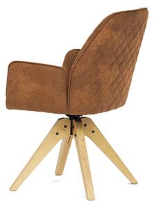 Židle jídelní s područkami, hnědá látka, dubové nohy, otočná P90°+ L 90° s vratným mechanismem - funkce reset - HC-539 BR3