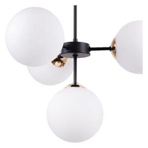 Light for home - Závěsný lustr v černém provedení s elegantními zlatými prvky a bílým stínidlem" IMPERIA", 4x40W, E14, Černá