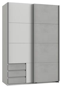 Šatní skříň ERICA šedá/bílá, šířka 135 cm