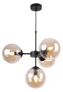 Light for home - Černá Regulovatelná Stropní Lampa se 4 Medově Transparentními Foukanými Stínidly "IMPERIA", 4x40W, E14, Černá
