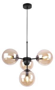 Light for home - Černá Regulovatelná Stropní Lampa se 4 Medově Transparentními Foukanými Stínidly "IMPERIA", 4x40W, E14, Černá