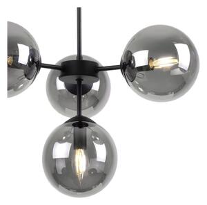 Light for home - Černé závěsné světlo s regulovatelnou délkou a grafitovými stínidly"IMPERIA", 4x40W, E14, Černá