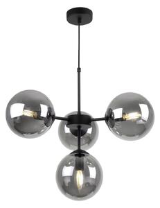 Light for home - Černé závěsné světlo s regulovatelnou délkou a grafitovými stínidly"IMPERIA", 4x40W, E14, Černá