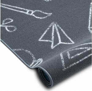 Dětský metrážový koberec SCHOOL šedý