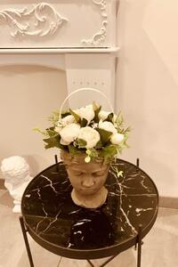 Aranžmá květinové - květináč "hlava",v.30cm