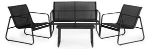 ModernHOME Set of garden furniture, metal chair frame, bench and black table