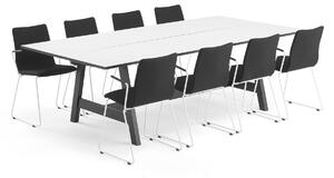 AJ Produkty Sestava NOMAD + OTTAWA, jednací stůl a 8 černých židlí