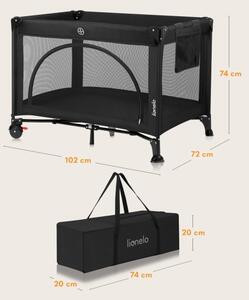 Lionelo - Cestovní postýlka LAURA Black Carbon