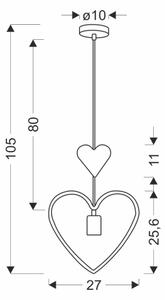 Dětský lustr na lanku HEART 1xE27/20W/230V růžová/bílá