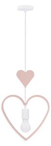 Dětský lustr na lanku HEART 1xE27/20W/230V růžová/bílá